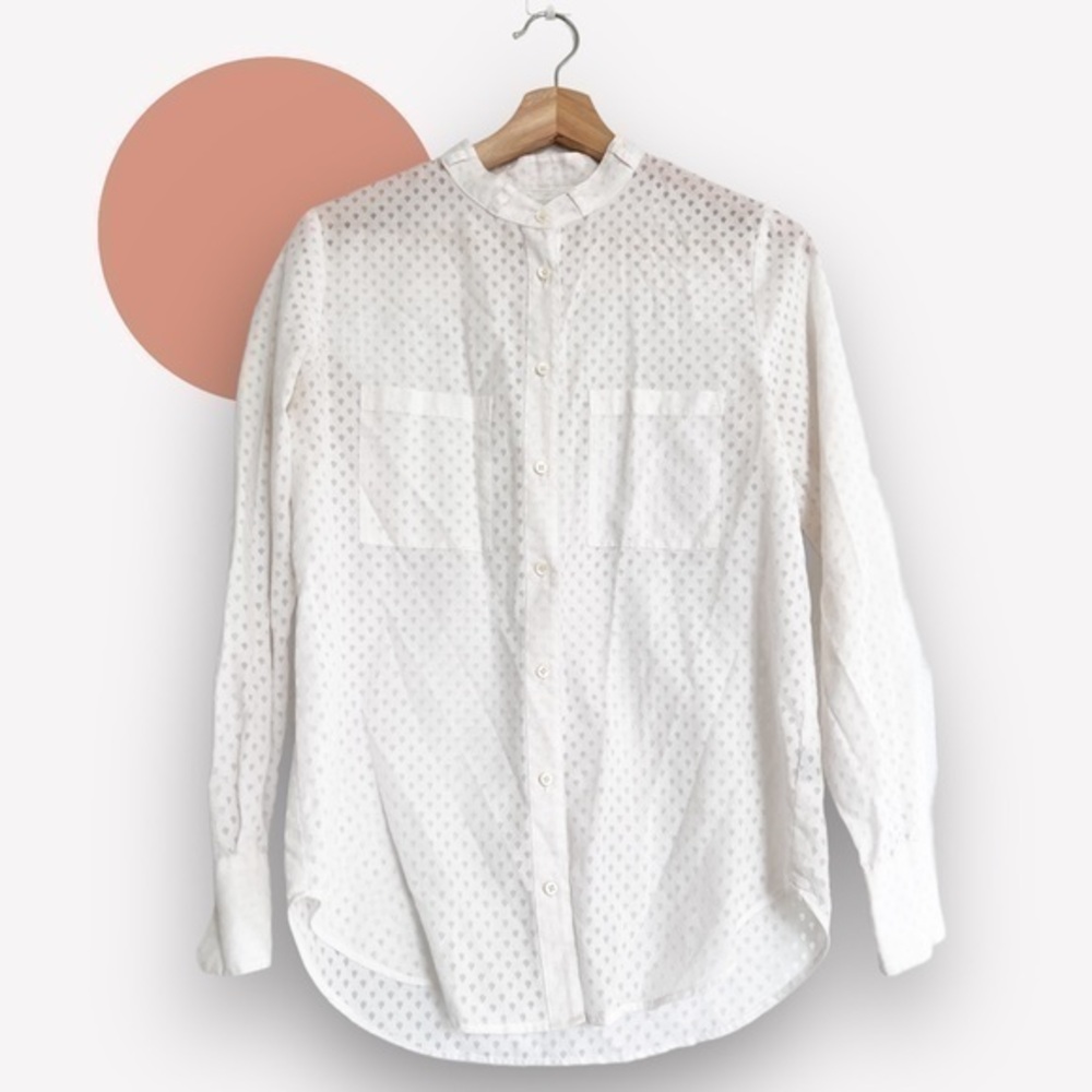 Madewell white casual button up long sleeved shirt Small